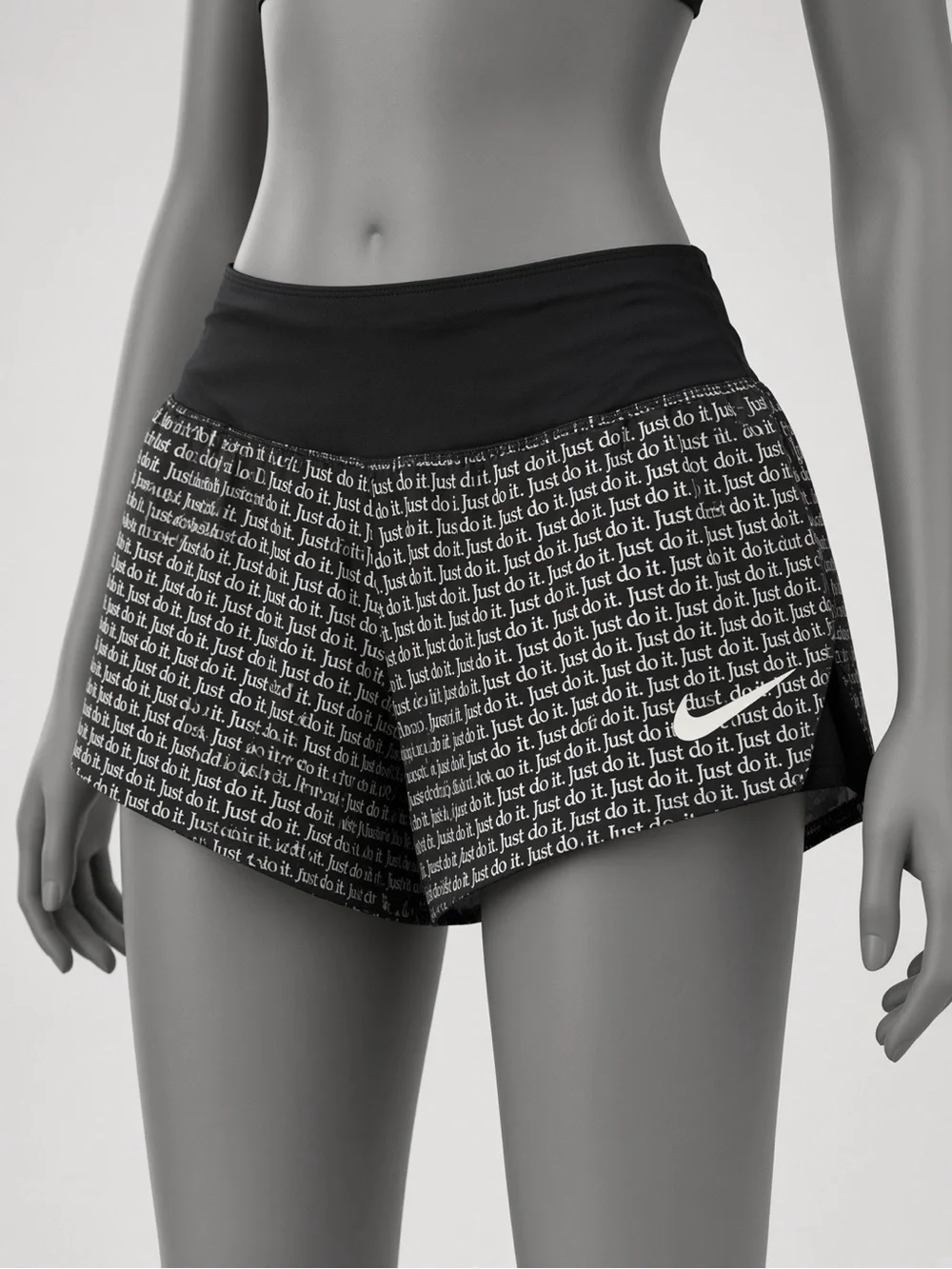 Nike Black Printed 'Just Do It' Athletic Shorts